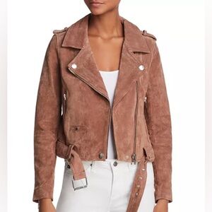 BLANKNYC Suede Moto Jacket Women’s Brown Leather Biker Belted Small NEW